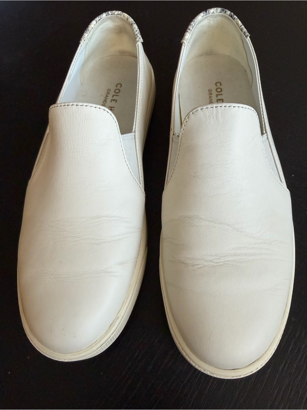 Cole Haan White Leather Slip-On Loafers